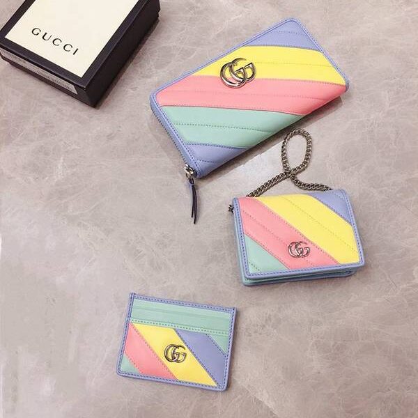 高仿精品Gucci卡包名片夾Gucci2020春夏馬卡龍新色 卡包名片夾雙G相連 型號：443127 xxqb10266