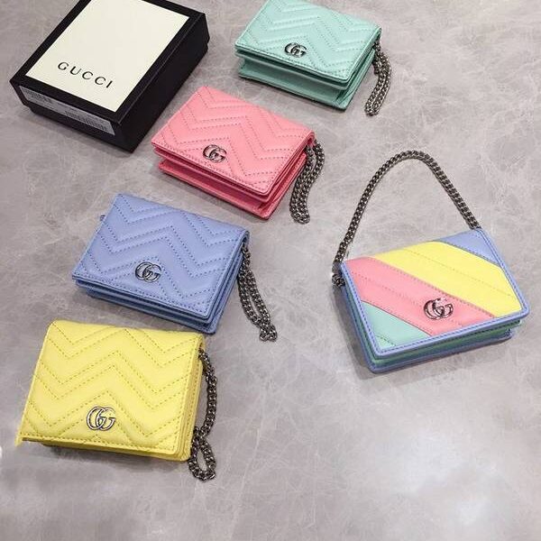 原單Gucci卡包名片夾Gucci2020春夏馬卡龍新色 卡包名片夾 配可拆卸鏈條 625693 xxqb10273