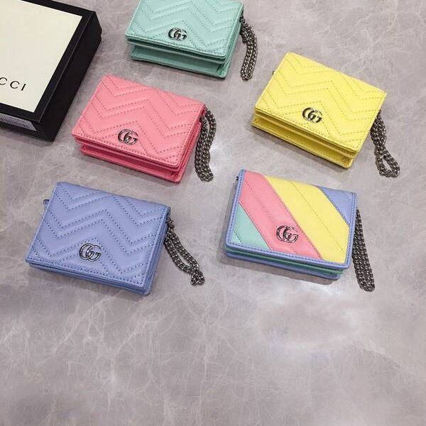 高仿Gucci卡包名片夾Gucci2020春夏馬卡龍新色 卡包名片夾 配可拆卸鏈條 625693 xxqb10274