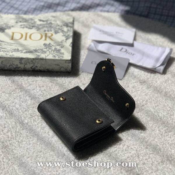 高仿Dior馬鞍三折短錢夾黑色