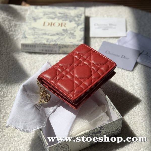 奢侈品1：1dior卡包名片夾Lady Dior綠色藤格紋羊皮革迷你錢包xxqb10309