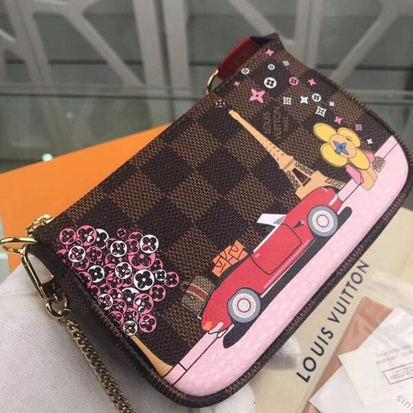 高仿名牌包lv挎包路易威登N60259 Mini Pochette Accessories 小手袋 吉祥物 Vivienne 與巴黎埃菲爾鐵塔 xxqb10509