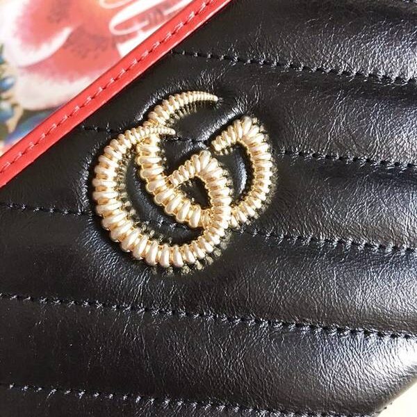 奢侈品1：1gucci長錢包,拉鏈錢包古馳2019早秋系列煥新詮釋GG Marmont系列全拉鏈錢包 573810 黑，米白，杏拼黑xxqb10603