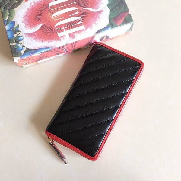 奢侈品1：1gucci長錢包,拉鏈錢包古馳2019早秋系列煥新詮釋GG Marmont系列全拉鏈錢包 573810 黑，米白，杏拼黑xxqb10603