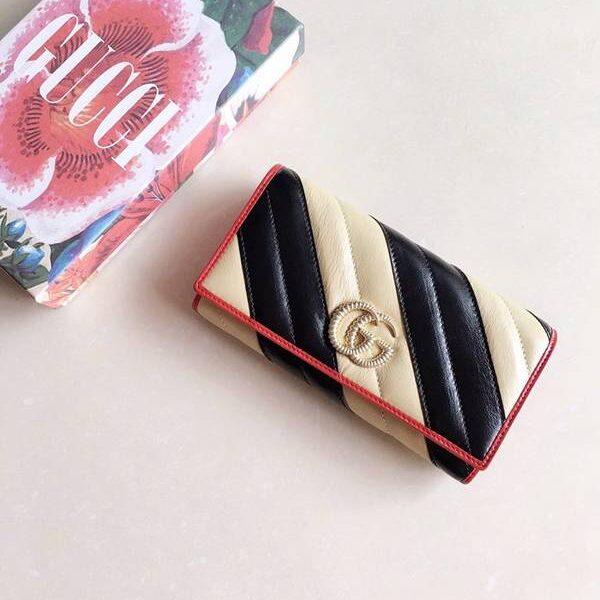 原單A貨gucci長錢包古馳 2019早秋系列煥新詮釋GG Marmont系列長夾錢包 573813 黑，米白，杏拼黑xxqb10606