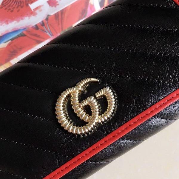 原版A貨gucci長錢包古馳 2019早秋系列煥新詮釋GG Marmont系列長夾錢包 573813 黑，米白，杏拼黑xxqb10607