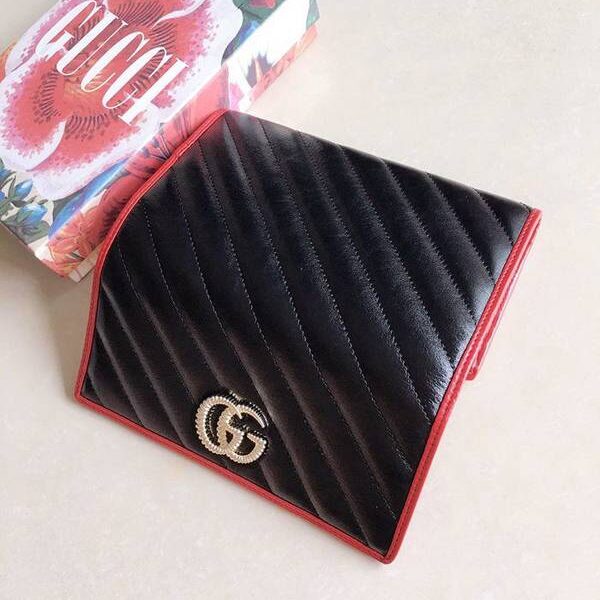 原版A貨gucci長錢包古馳 2019早秋系列煥新詮釋GG Marmont系列長夾錢包 573813 黑，米白，杏拼黑xxqb10607