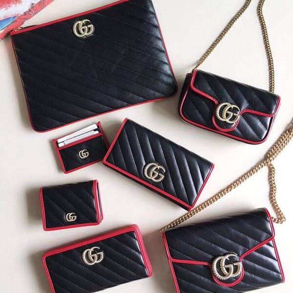 原版A貨gucci長錢包古馳 2019早秋系列煥新詮釋GG Marmont系列長夾錢包 573813 黑，米白，杏拼黑xxqb10607
