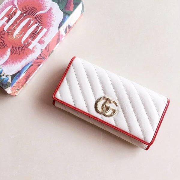 原單1：1gucci長錢包古馳 2019早秋系列煥新詮釋GG Marmont系列長夾錢包 573813 黑，米白，杏拼黑xxqb10608