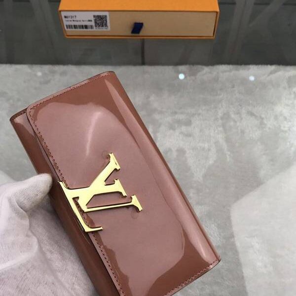 高仿精品lv長錢包路易威登M61317裸粉海外特供（專櫃貨）鏡面小牛皮材質的優雅錢夾xxqb10700