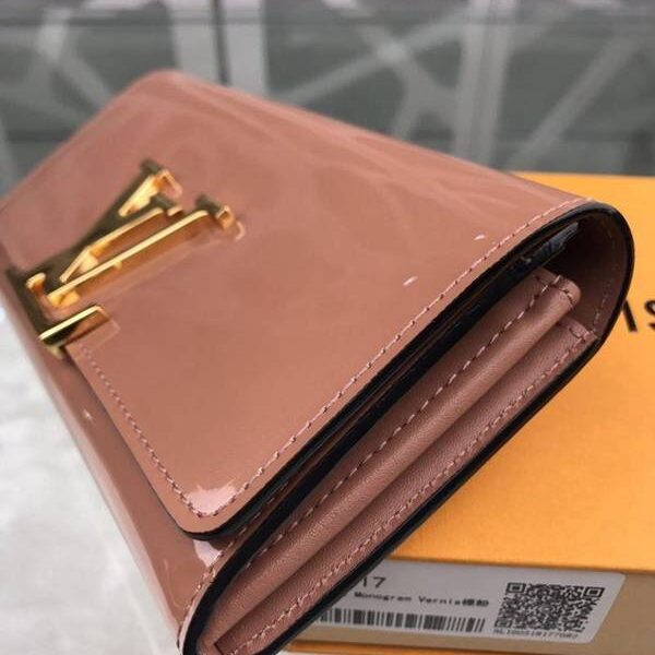 高仿精品lv長錢包路易威登M61317裸粉海外特供（專櫃貨）鏡面小牛皮材質的優雅錢夾xxqb10700
