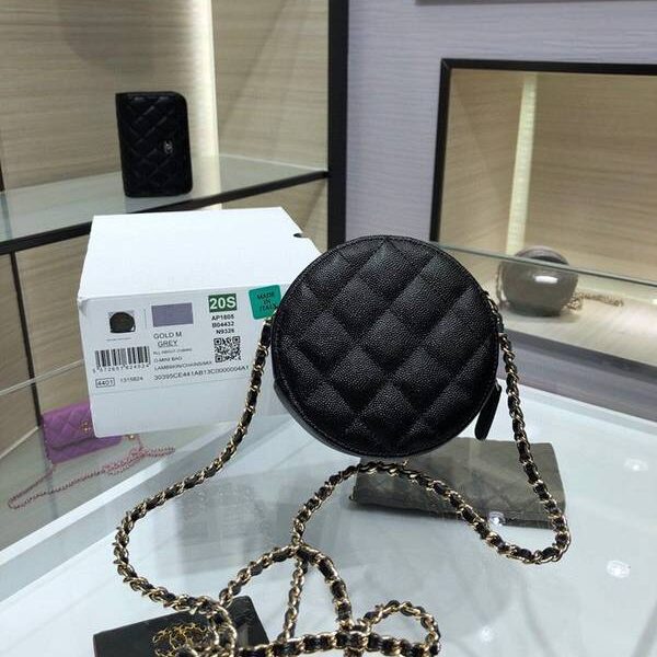 頂級高仿chanel挎包chanel 2020秋冬款圓餅鏈條包 魚子醬牛皮 尺寸12cm AP1805Yxxqb10937