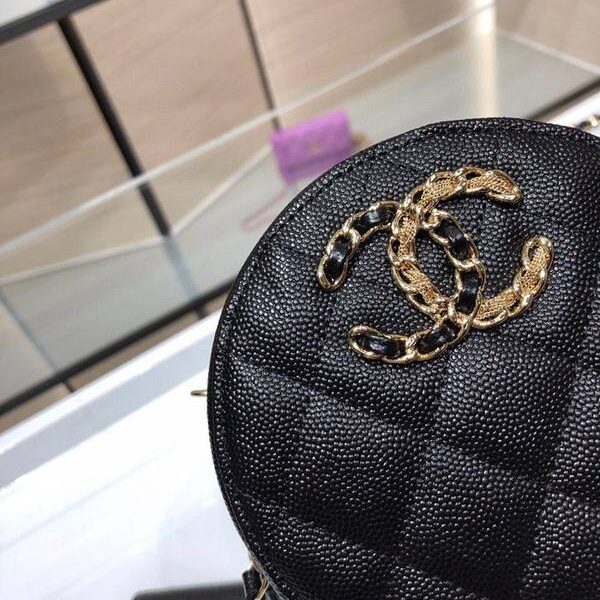 頂級高仿chanel挎包chanel 2020秋冬款圓餅鏈條包 魚子醬牛皮 尺寸12cm AP1805Yxxqb10937