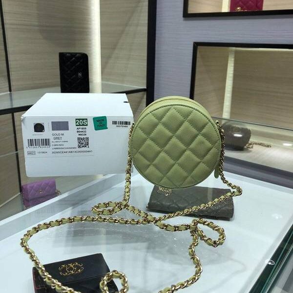 奢侈品a貨chanel挎包chanel 2020秋冬款圓餅鏈條包 魚子醬牛皮 尺寸12cm AP1805Yxxqb10938