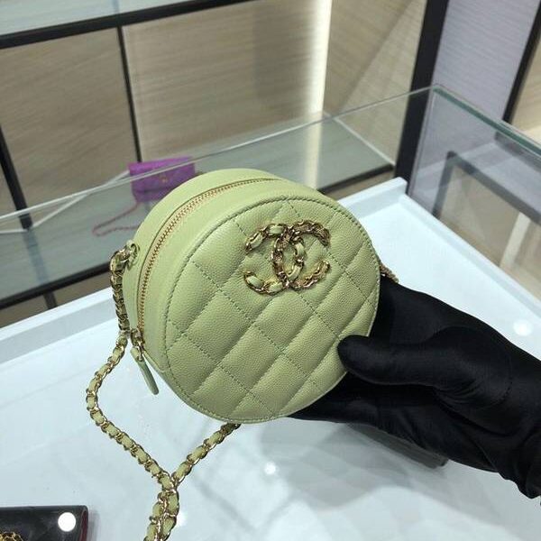 奢侈品a貨chanel挎包chanel 2020秋冬款圓餅鏈條包 魚子醬牛皮 尺寸12cm AP1805Yxxqb10938