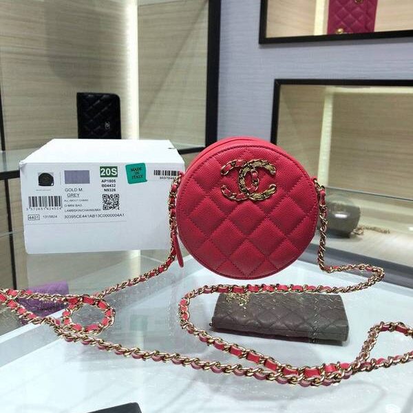 高仿精品chanel挎包chanel 2020秋冬款圓餅鏈條包 魚子醬牛皮 尺寸12cm AP1805Yxxqb10939