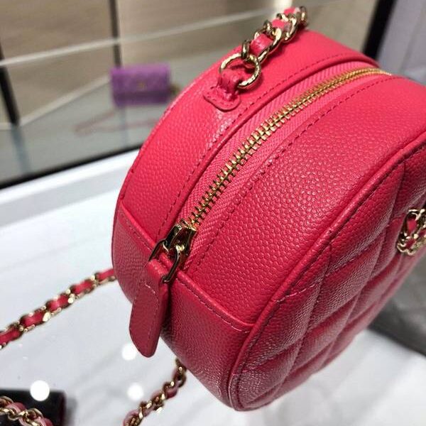 高仿精品chanel挎包chanel 2020秋冬款圓餅鏈條包 魚子醬牛皮 尺寸12cm AP1805Yxxqb10939