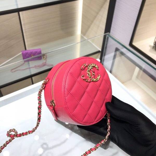 高仿精品chanel挎包chanel 2020秋冬款圓餅鏈條包 魚子醬牛皮 尺寸12cm AP1805Yxxqb10939
