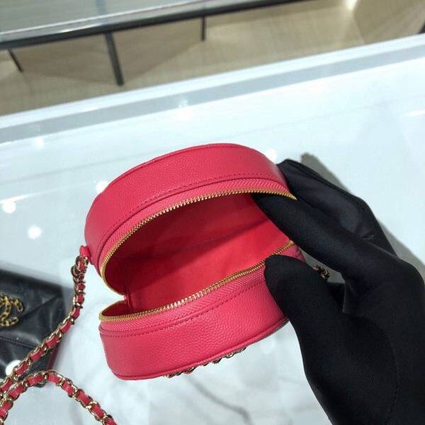 高仿精品chanel挎包chanel 2020秋冬款圓餅鏈條包 魚子醬牛皮 尺寸12cm AP1805Yxxqb10939