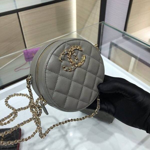 高仿包包chanel挎包chanel 2020秋冬款圓餅鏈條包 魚子醬牛皮 尺寸12cm AP1805Yxxqb10940