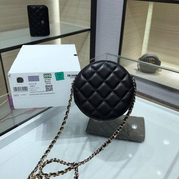高仿網臺灣chanel挎包chanel 2020秋冬款圓餅鏈條包 魚子醬牛皮 尺寸12cm AP1805Yxxqb10941