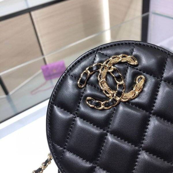 高仿網臺灣chanel挎包chanel 2020秋冬款圓餅鏈條包 魚子醬牛皮 尺寸12cm AP1805Yxxqb10941