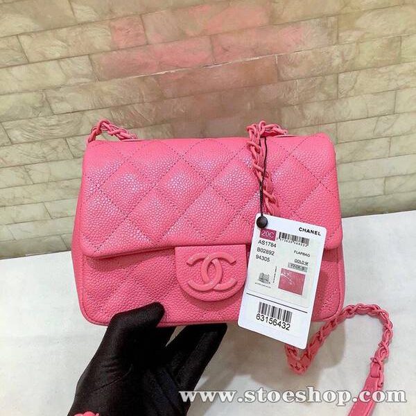 高仿包包批發chanel挎包chanel2020春夏Flap mini 魚子醬牛皮方胖子xxqb11075