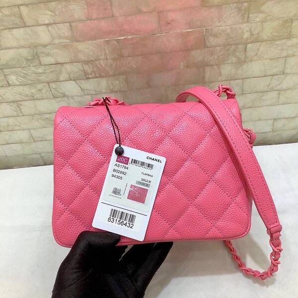 高仿包包批發chanel挎包chanel2020春夏Flap mini 魚子醬牛皮方胖子xxqb11075
