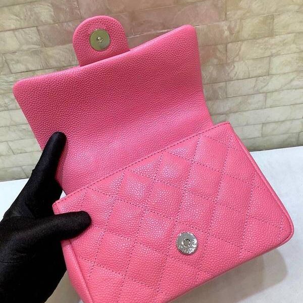 高仿包包批發chanel挎包chanel2020春夏Flap mini 魚子醬牛皮方胖子xxqb11075