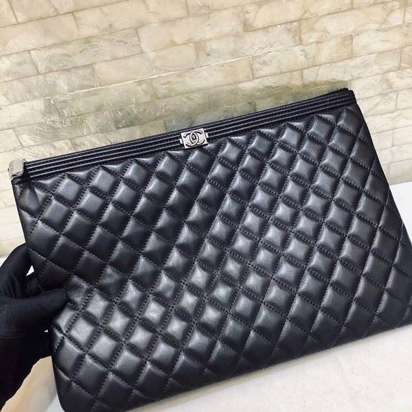 頂級原單chanel手包chanel 經典Boy手拿包 羊皮菱格 80570 80571xxqb11086