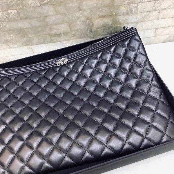 頂級原單chanel手包chanel 經典Boy手拿包 羊皮菱格 80570 80571xxqb11086