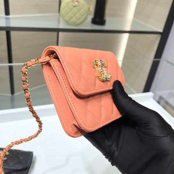 最高等級chanel挎包chanel 2021新品 彩鑽woc mimi包 精緻的小羊皮 經典的菱格紋 AP1942Yxxqb11200