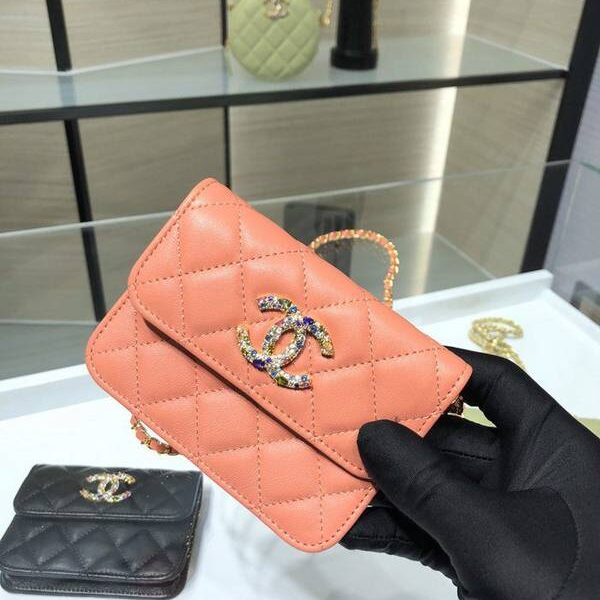 最高等級chanel挎包chanel 2021新品 彩鑽woc mimi包 精緻的小羊皮 經典的菱格紋 AP1942Yxxqb11200