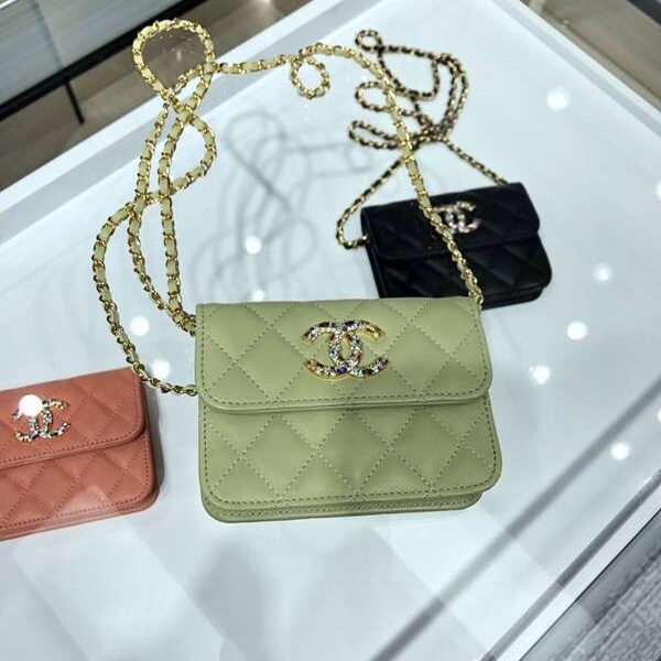 高仿名牌包chanel挎包chanel 2021新品 彩鑽woc mimi包 精緻的小羊皮 經典的菱格紋 AP1942Yxxqb11201