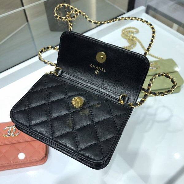 高仿包包批發chanel挎包chanel 2021新品 彩鑽woc mimi包 精緻的小羊皮 經典的菱格紋 AP1942Yxxqb11202