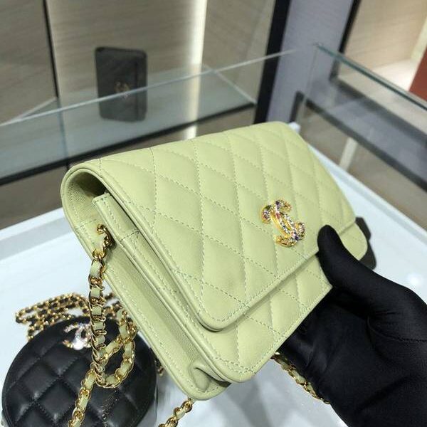 高仿精品推薦chanel挎包chanel 2021新品 彩鑽Woc包 精緻的小羊皮 經典的菱格紋 AP1943Yxxqb11206