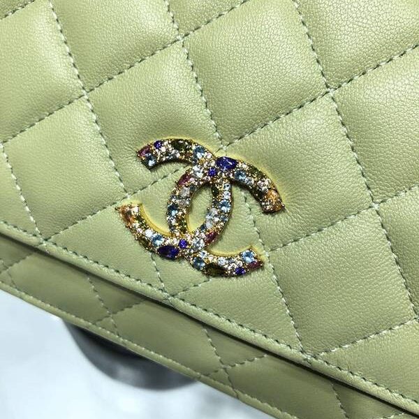 高仿精品推薦chanel挎包chanel 2021新品 彩鑽Woc包 精緻的小羊皮 經典的菱格紋 AP1943Yxxqb11206
