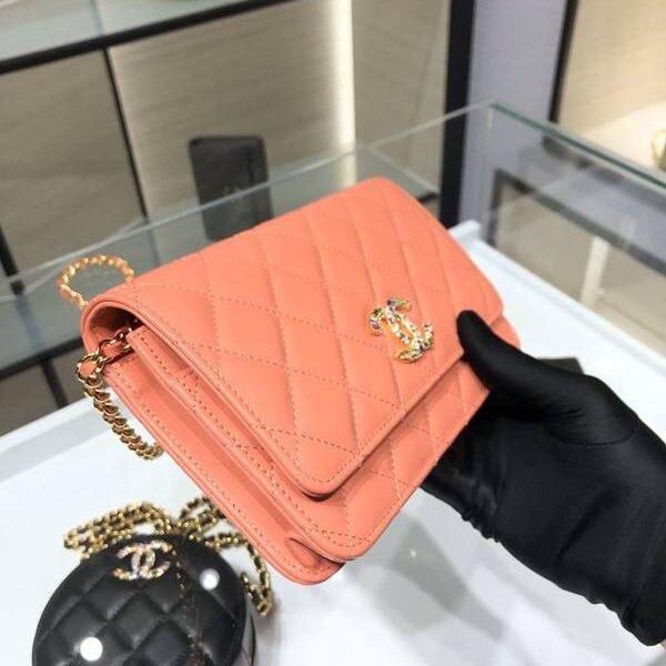 高仿包包批發chanel挎包chanel 2021新品 彩鑽Woc包 精緻的小羊皮 經典的菱格紋 AP1943Yxxqb11207