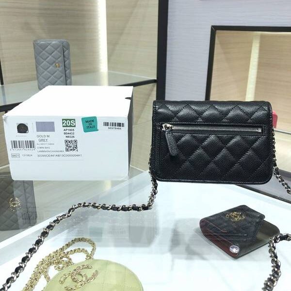 高仿精品chanel挎包chanel 2020新品 mini woc 經典菱格 魚子醬 AP1649Yxxqb11210