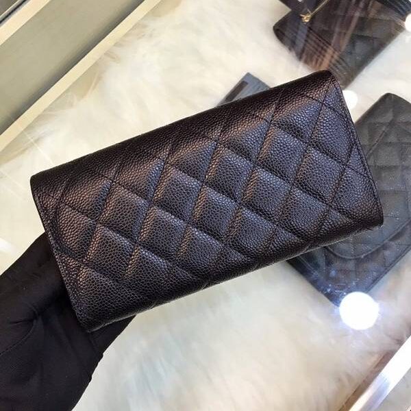 高仿名牌包chanel長錢包CHANEL 經典cf長款錢包到貨 荔枝紋的綾格紋路 80758xxqb11255