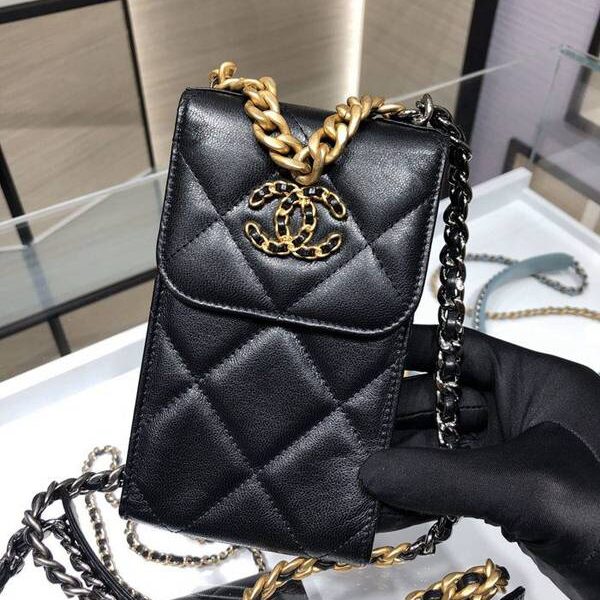 頂級高仿chanel挎包Chanel 2021新品 19系列新款小羊皮 零錢包 卡包 AP1787Axxqb11297