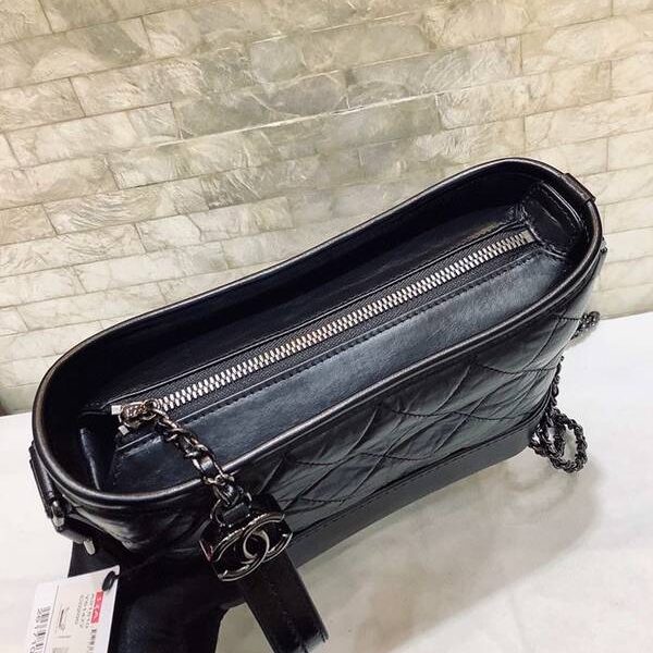 經典款A貨chanel挎包chanel Gabrielle 酷炫黑槍色五金 胎牛皮流浪包 91810 尺寸20cmxxqb11334