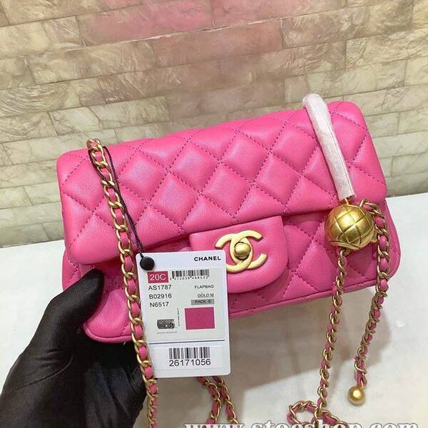 高仿原版chanel挎包chanel2020春夏新款 羊皮金屬球mini CF方胖子金珠可調節斜挎單肩包尺寸18cm 20cm xxqb11338
