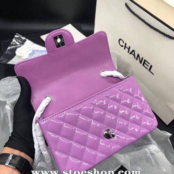 名牌包折扣 香奈兒CF系列 漆皮經典斜背包