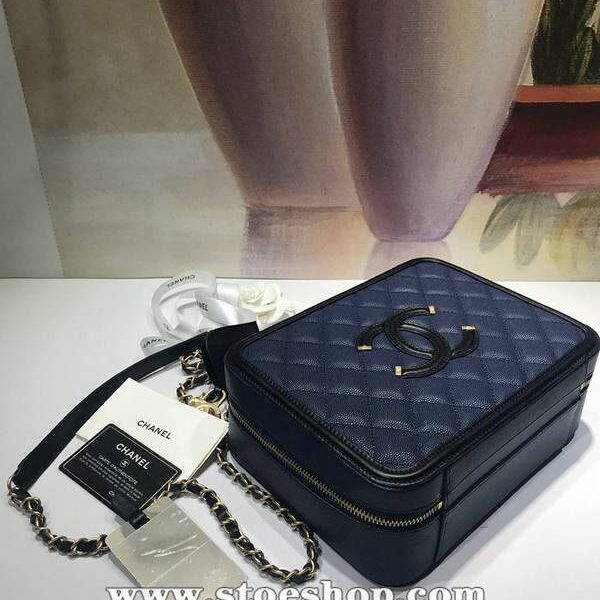 頂級原單chanel 93343化妝包立體感logo原廠魚子醬牛皮chb11020