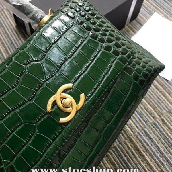 包精品高仿chanel93050最新款cocohandle牛皮壓花鱷魚紋羊皮單肩斜挎鏈條包chb11251