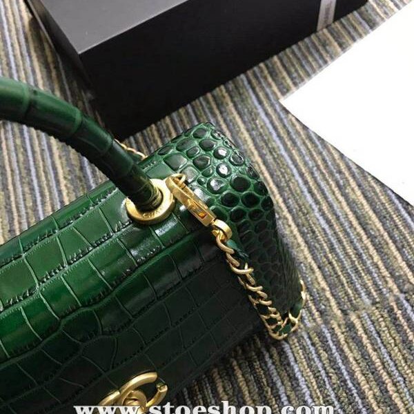 包精品高仿chanel93050最新款cocohandle牛皮壓花鱷魚紋羊皮單肩斜挎鏈條包chb11251