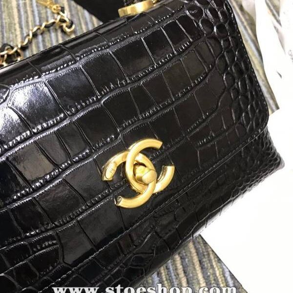 精品包高仿chanel93050最新款cocohandle牛皮壓花鱷魚紋羊皮單肩斜挎鏈條包chb11255