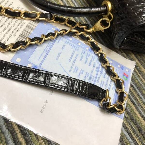 精品包高仿chanel93050最新款cocohandle牛皮壓花鱷魚紋羊皮單肩斜挎鏈條包chb11255