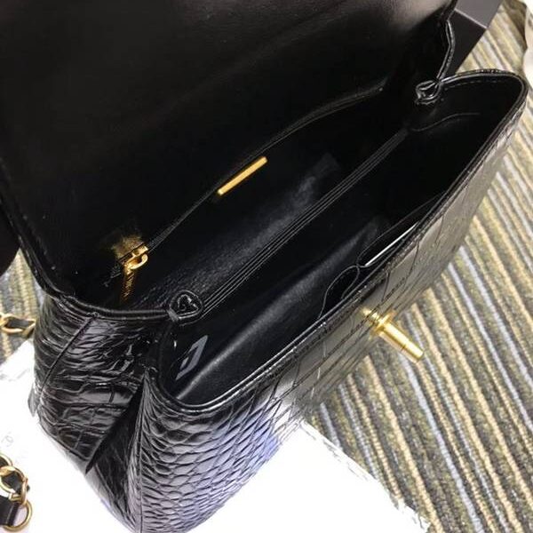 精品包高仿chanel93050最新款cocohandle牛皮壓花鱷魚紋羊皮單肩斜挎鏈條包chb11255